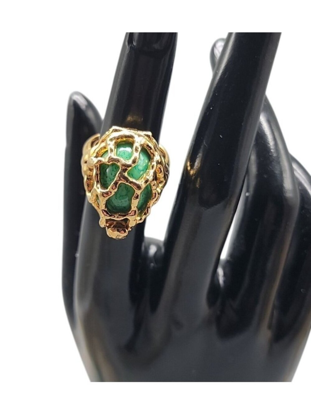 Crown Trifari Caged Faux Gem Ring Rare Find Gold Plated SZ 6 Vintage Changeable